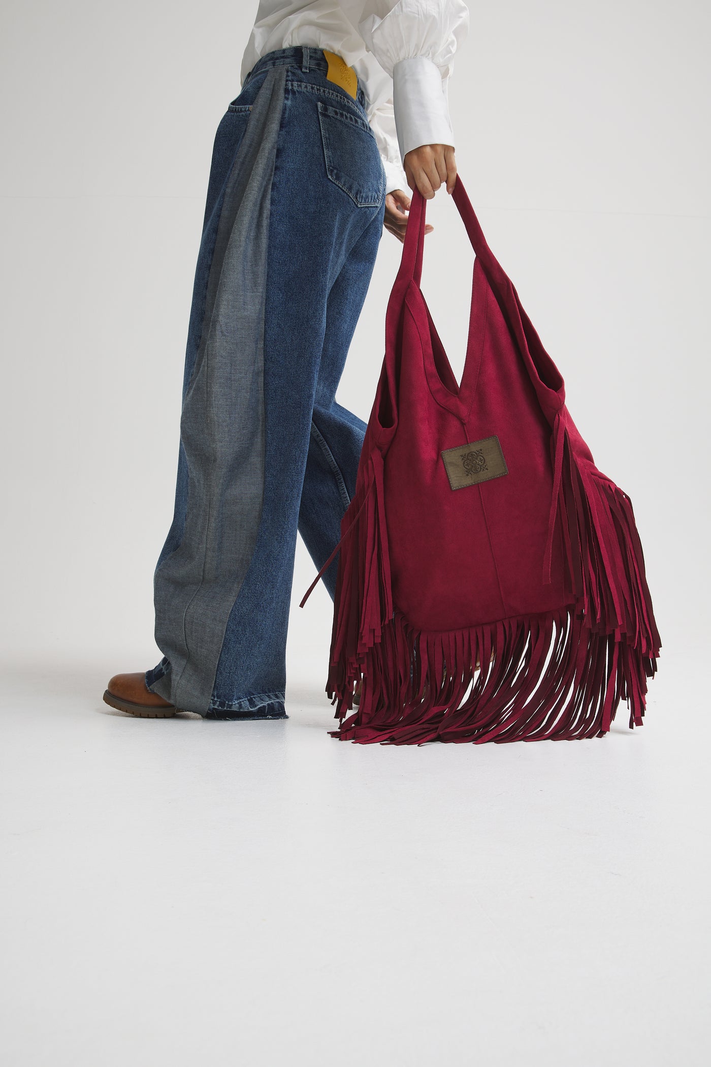 Fringes Tote Bag In Burgundy