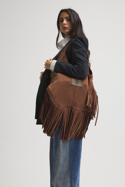 Fringes Tote Bag In Brown