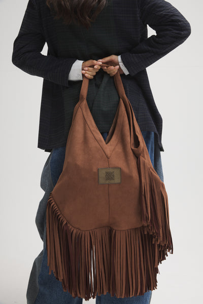 Fringes Tote Bag In Brown