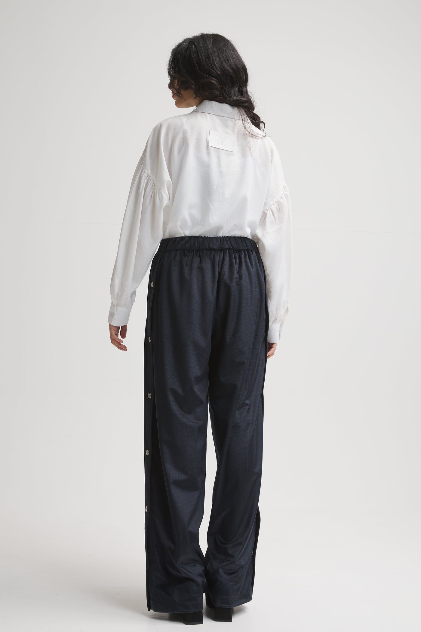 Velvet Side Buttons Wide Leg Pants