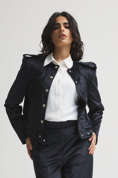 Officer Navy Velvet Jacket