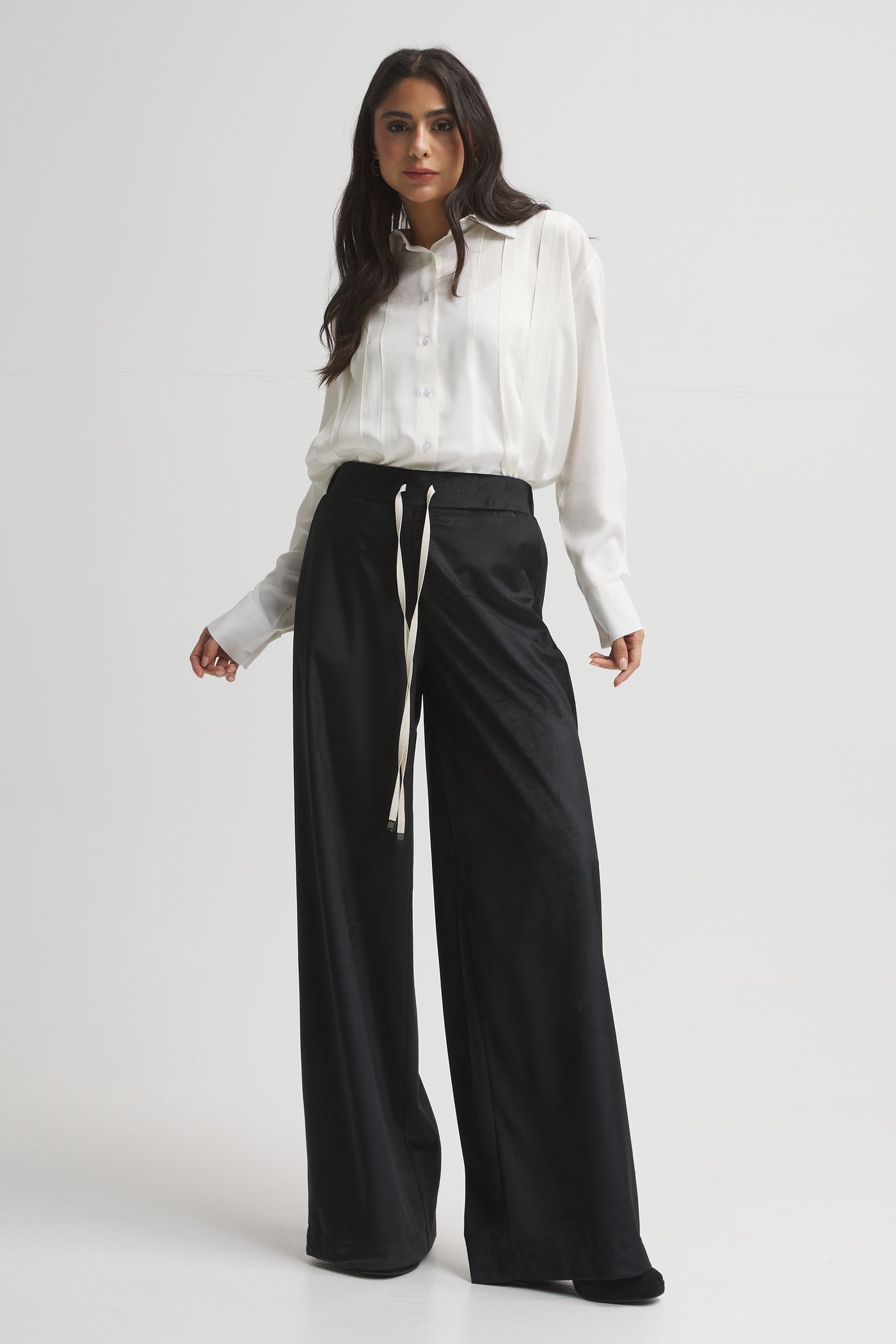 Velvet Wide Leg Black Pants