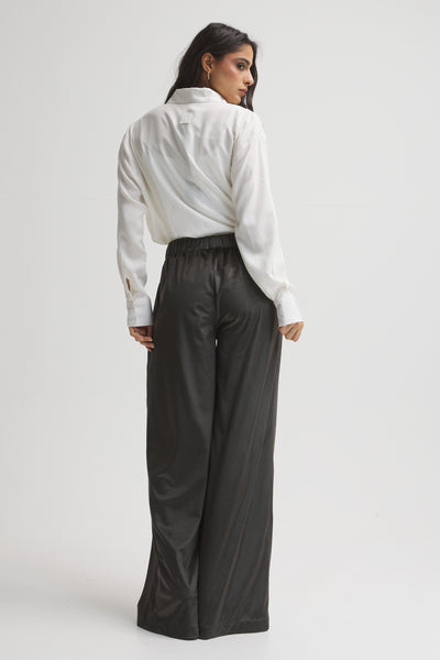 Velvet Wide Leg Grey Pants