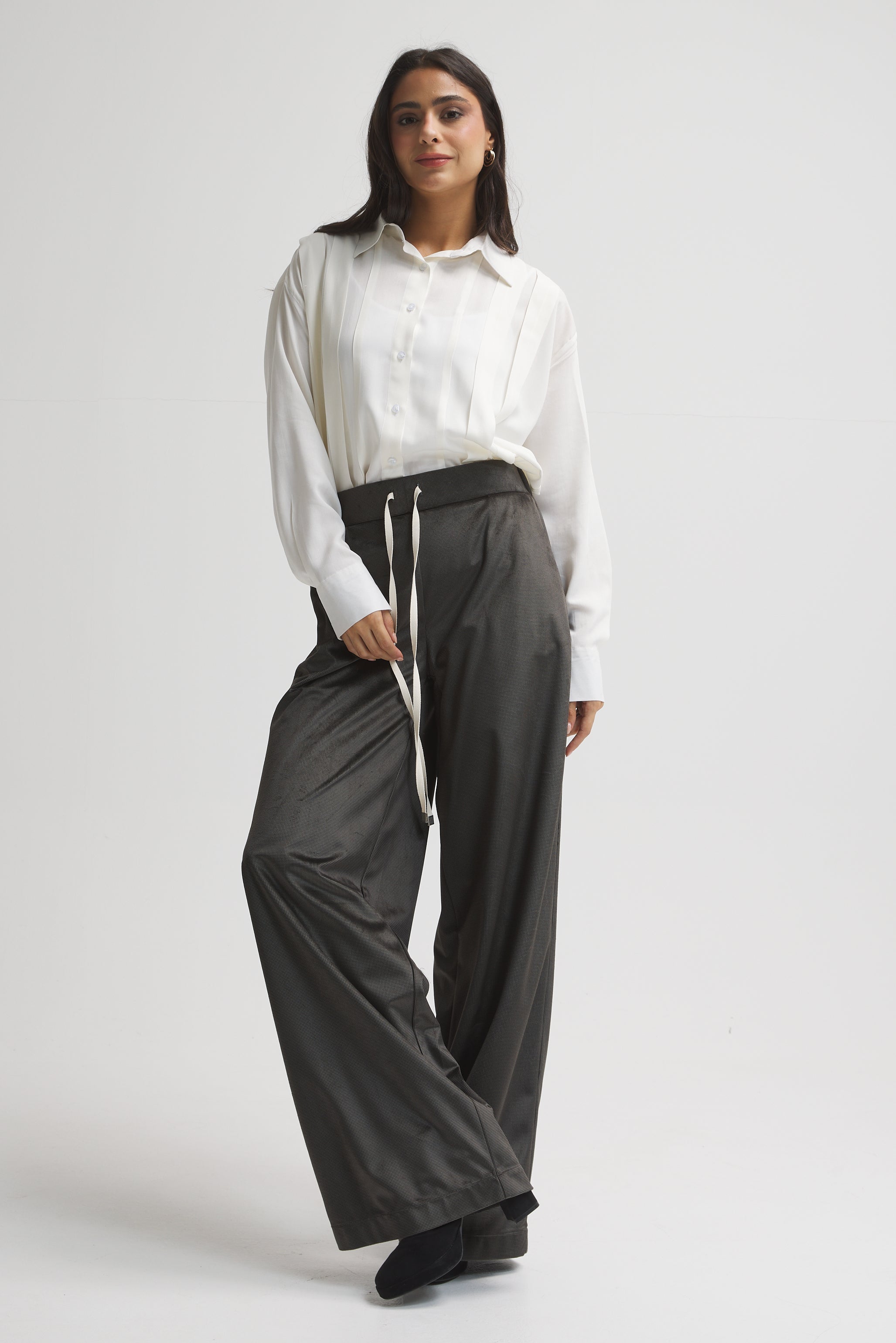 Velvet Wide Leg Grey Pants