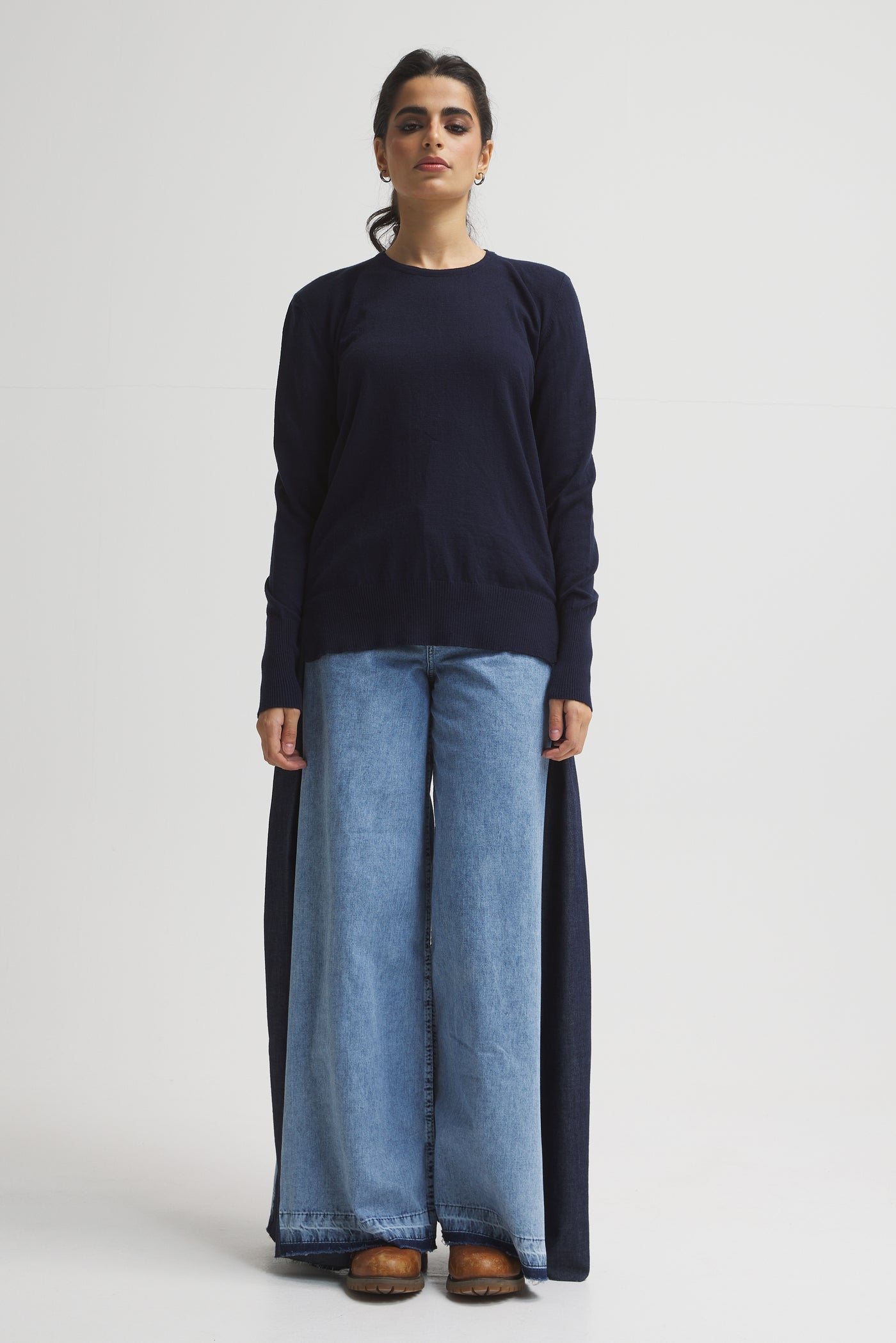 High Low Basic Sweater In Navy