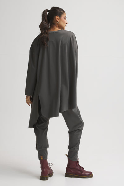 Oversize Waves Top In Dark Grey