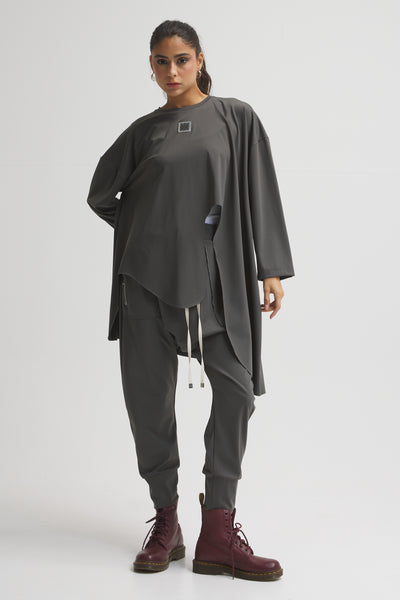 Oversize Waves Top In Dark Grey