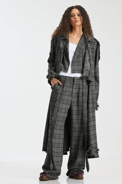 Wool Checker Flying Straps Pants