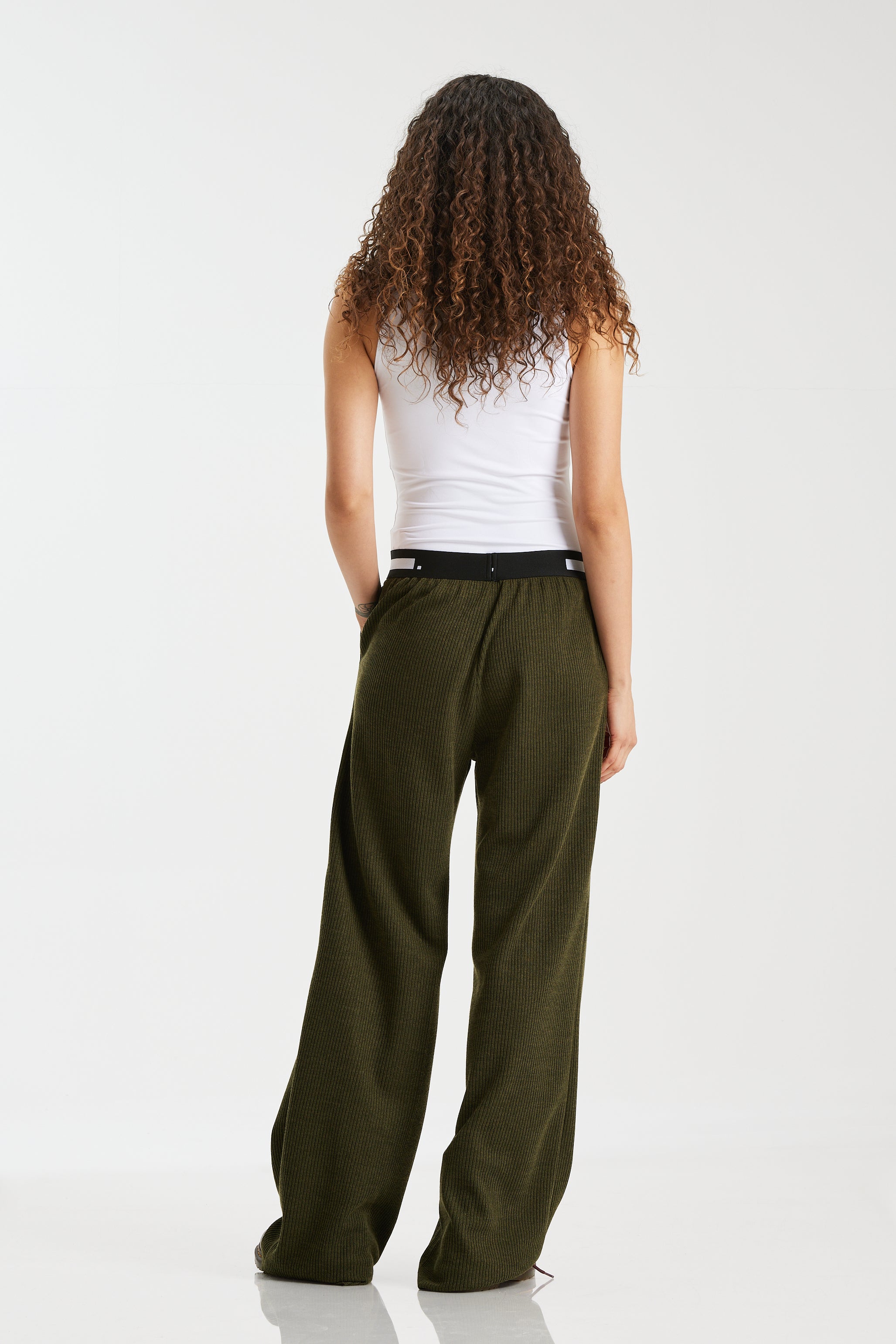 Knitted Wide Leg In Olive