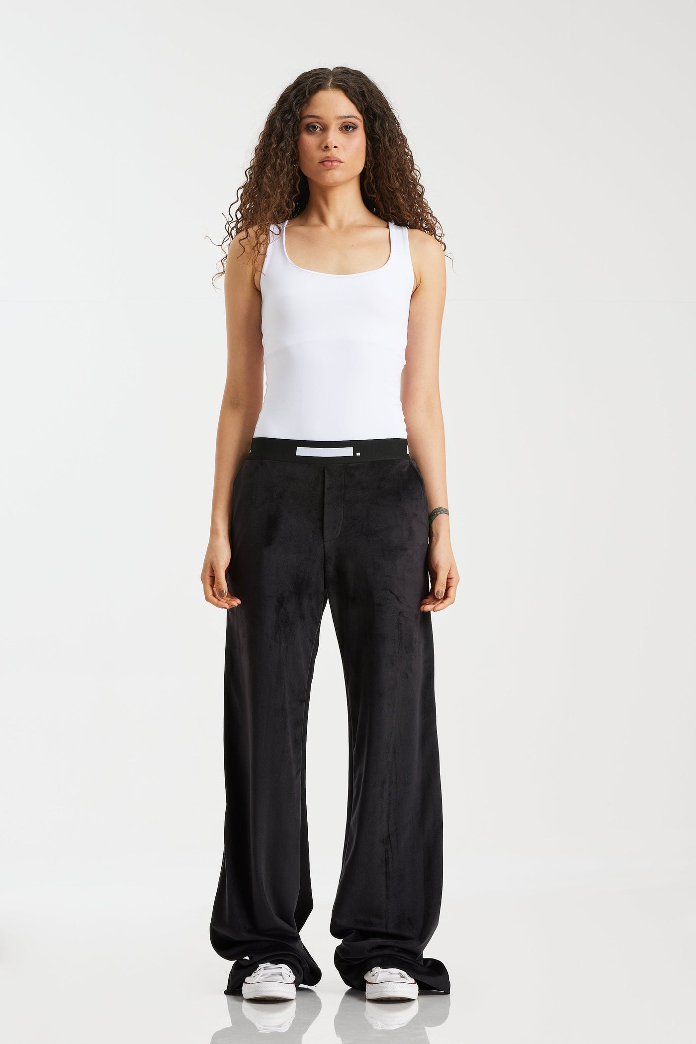 Front Velvet Wide Leg Pants