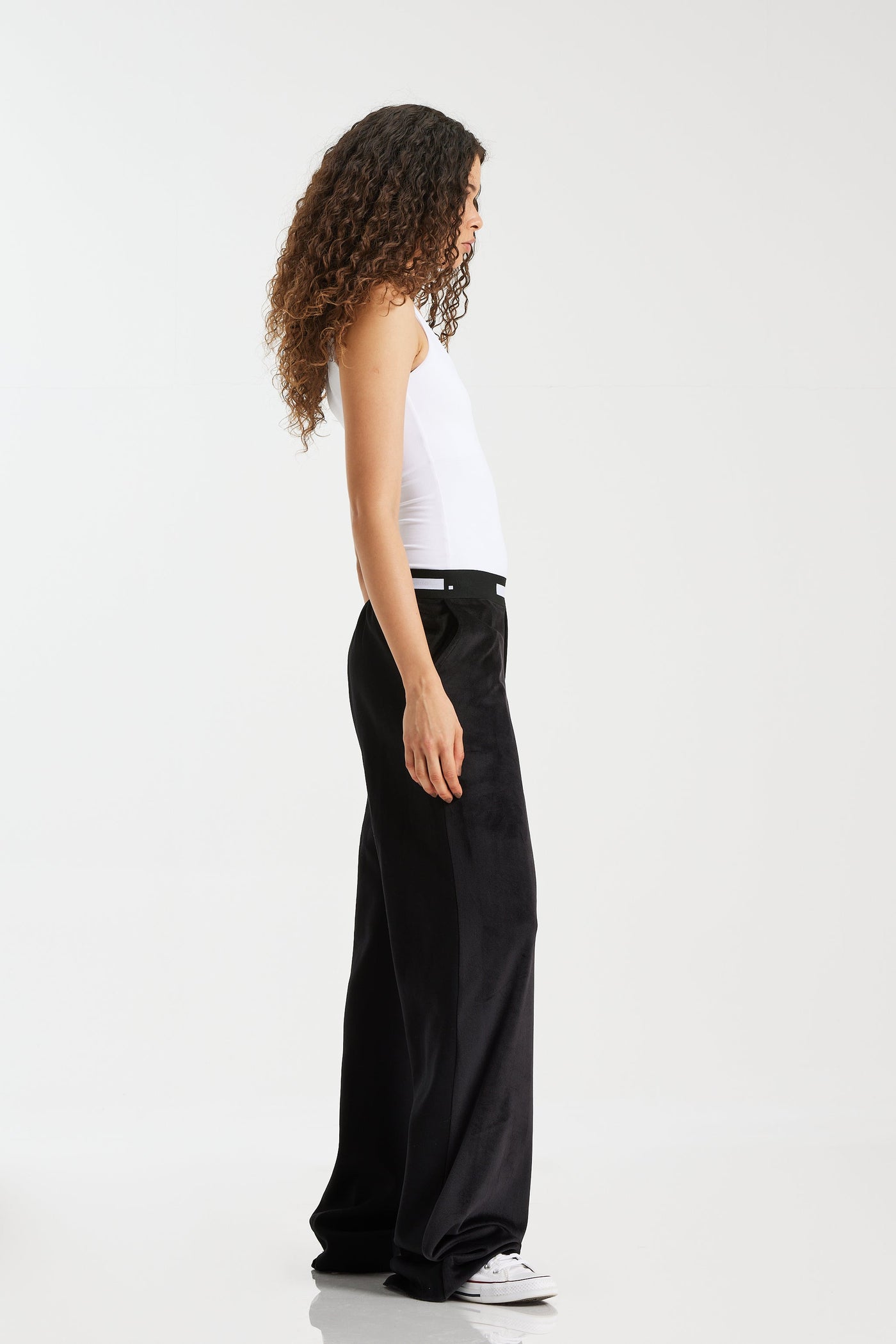 Front Velvet Wide Leg Pants