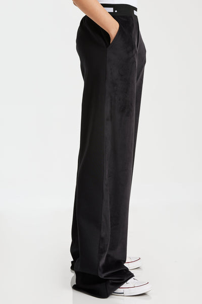 Front Velvet Wide Leg Pants