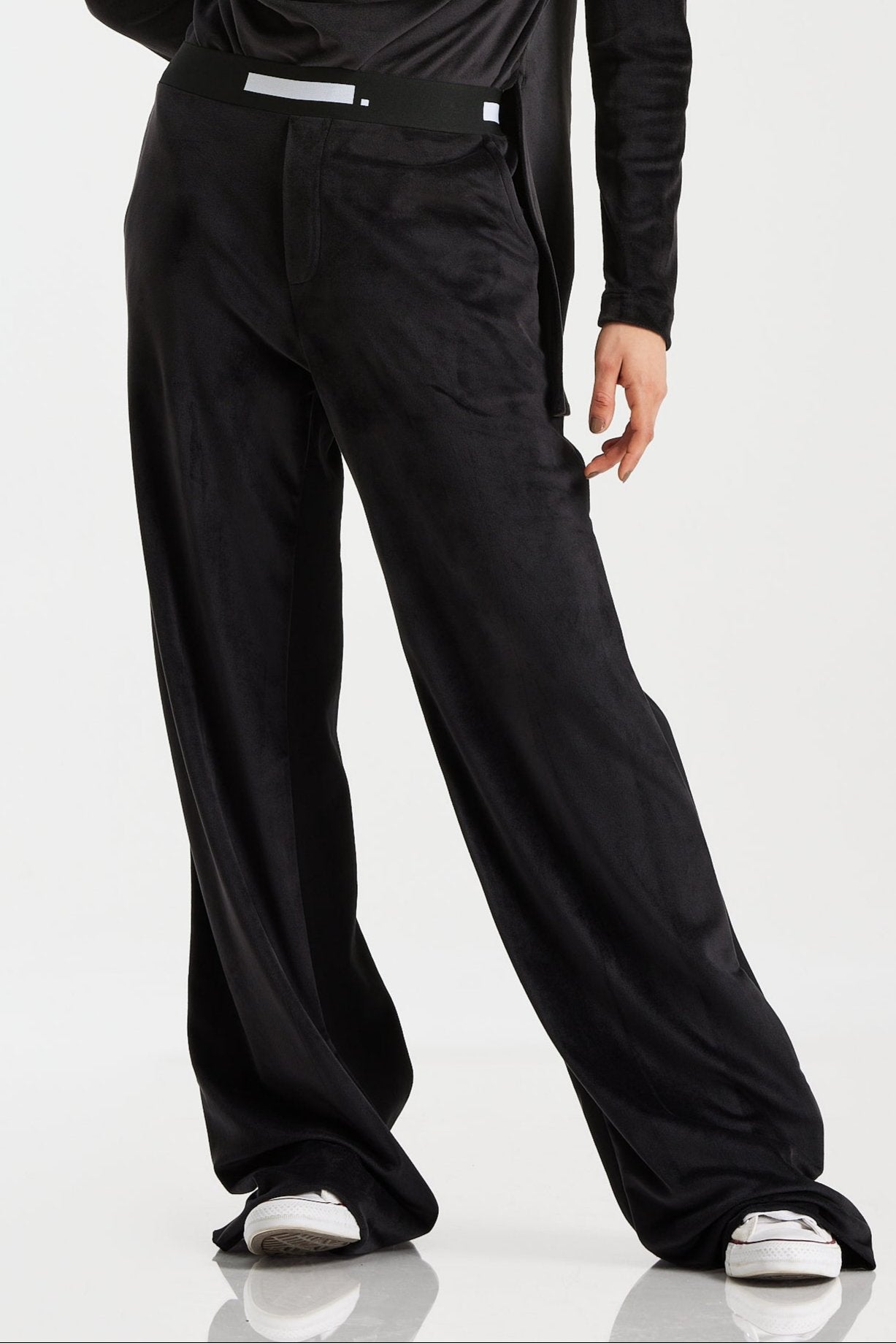 Front Velvet Wide Leg Pants