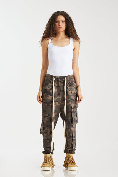 Low Crotch Camo Cargo Pants