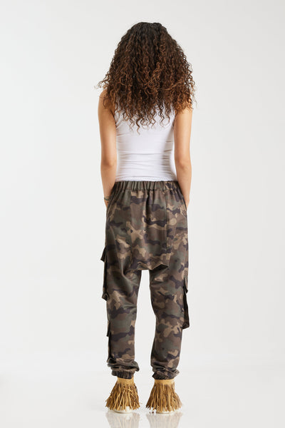 Low Crotch Camo Cargo Pants