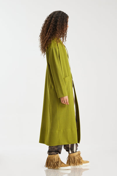 Midi One Pocket Cardigan In Apple Green