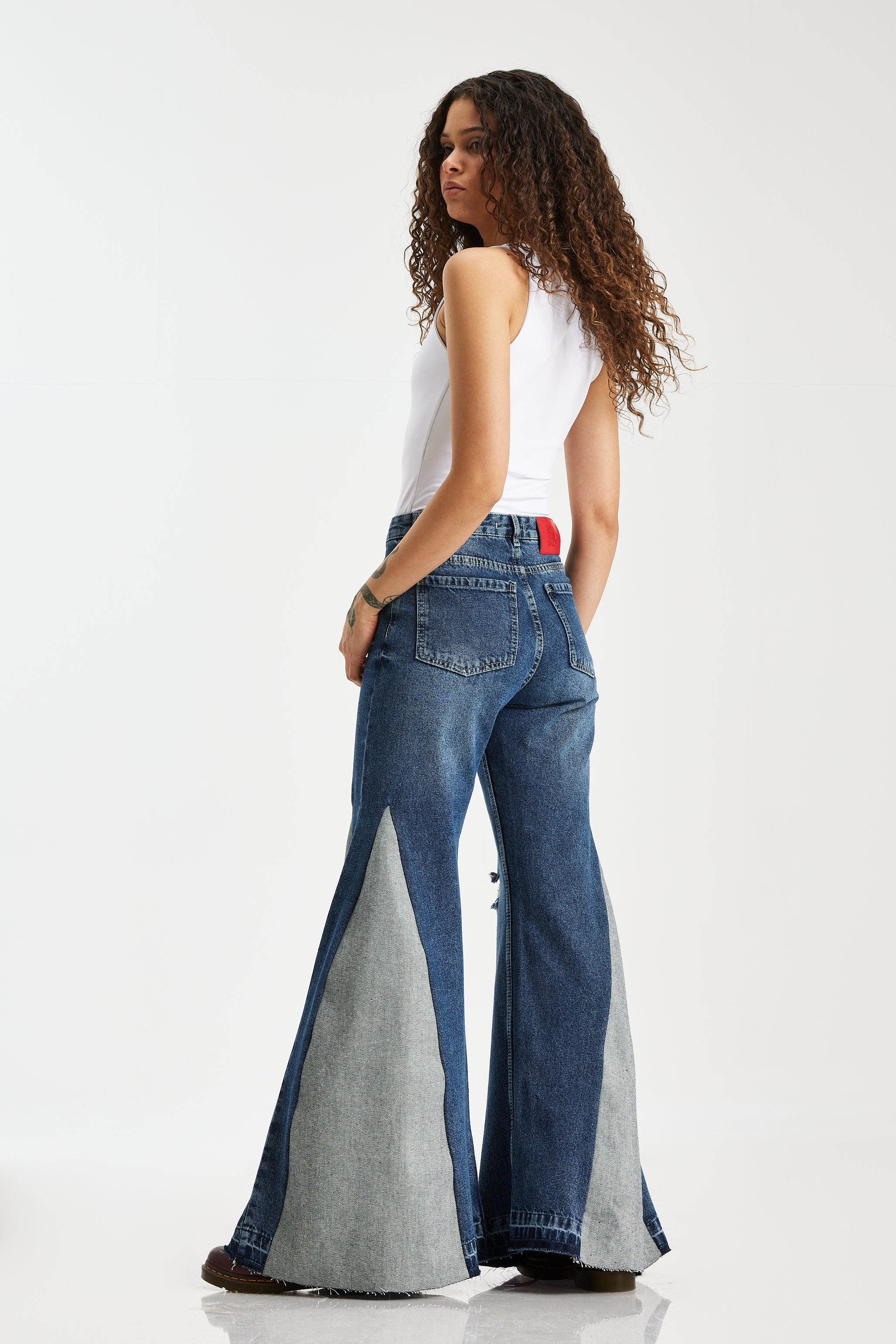 Patchwork extra flared Jeans