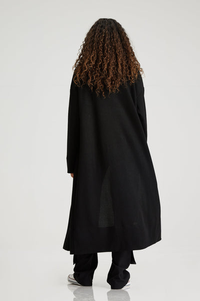 Midi One Pocket Cardigan In Black