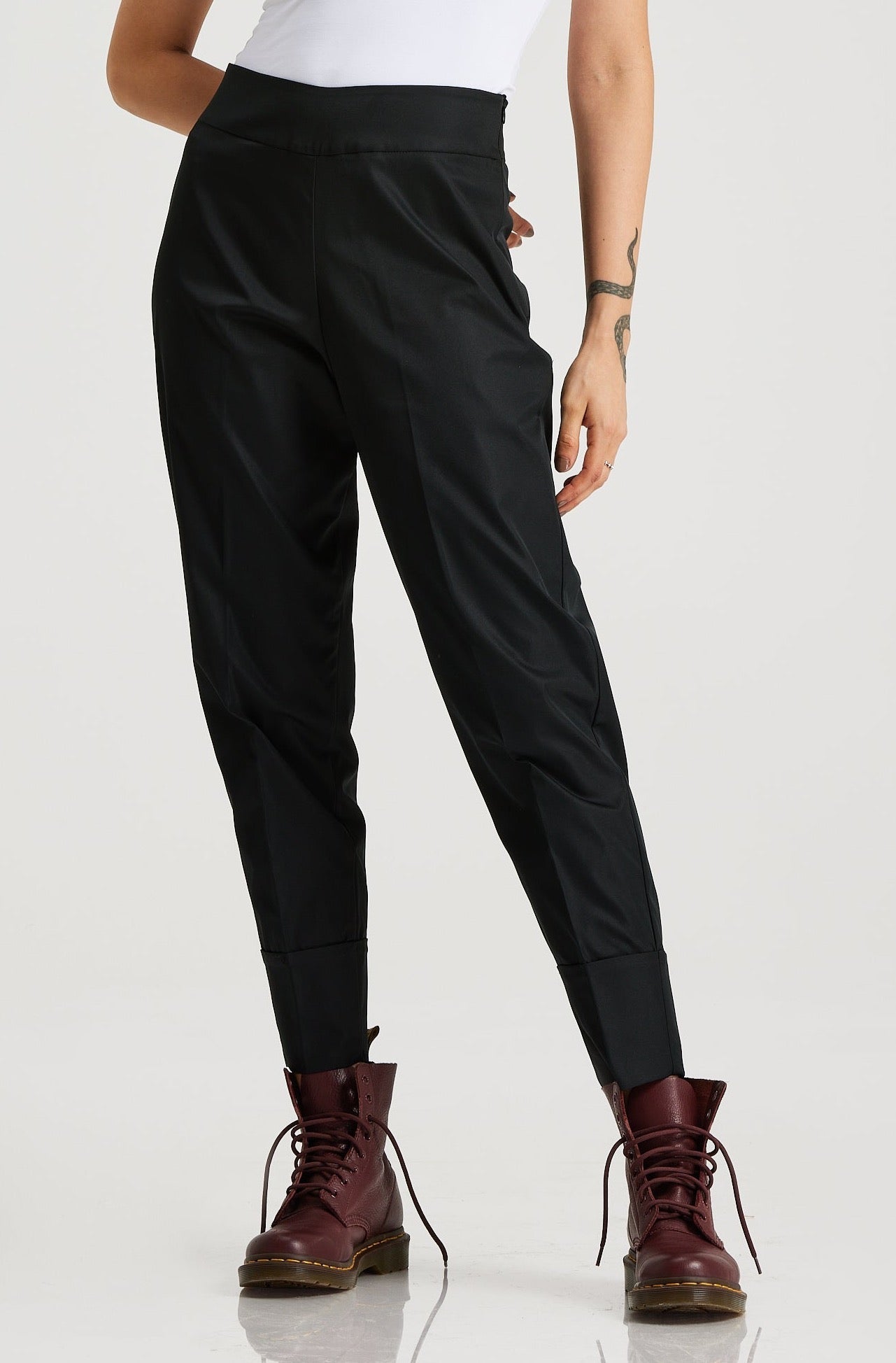 Taylored Black Satin Pants