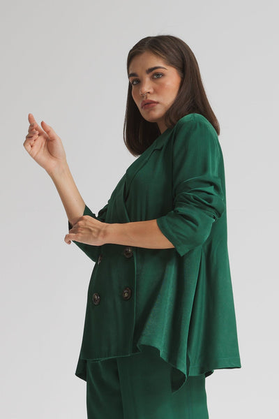 A Line Soft Blazer In Green