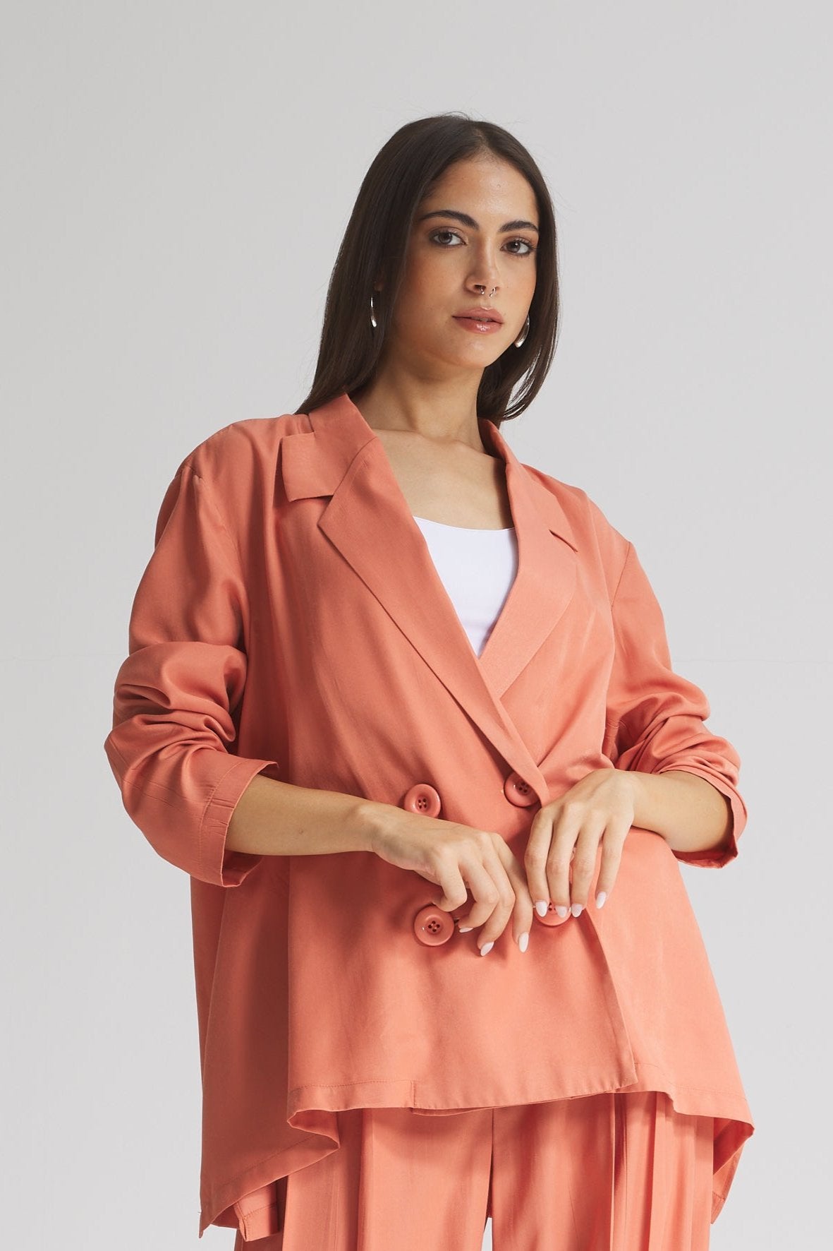 A Line Soft Blazer In Peach