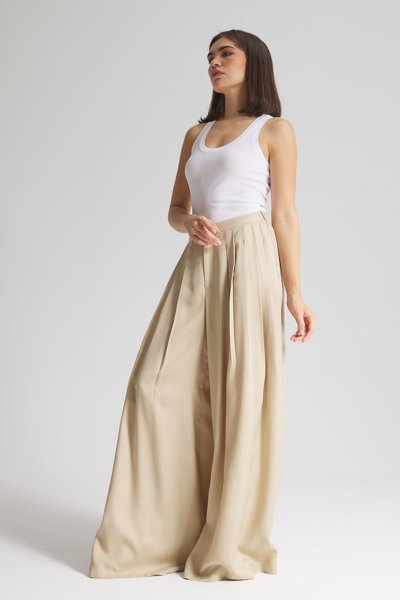 Soft Extra Wide leg In Beige