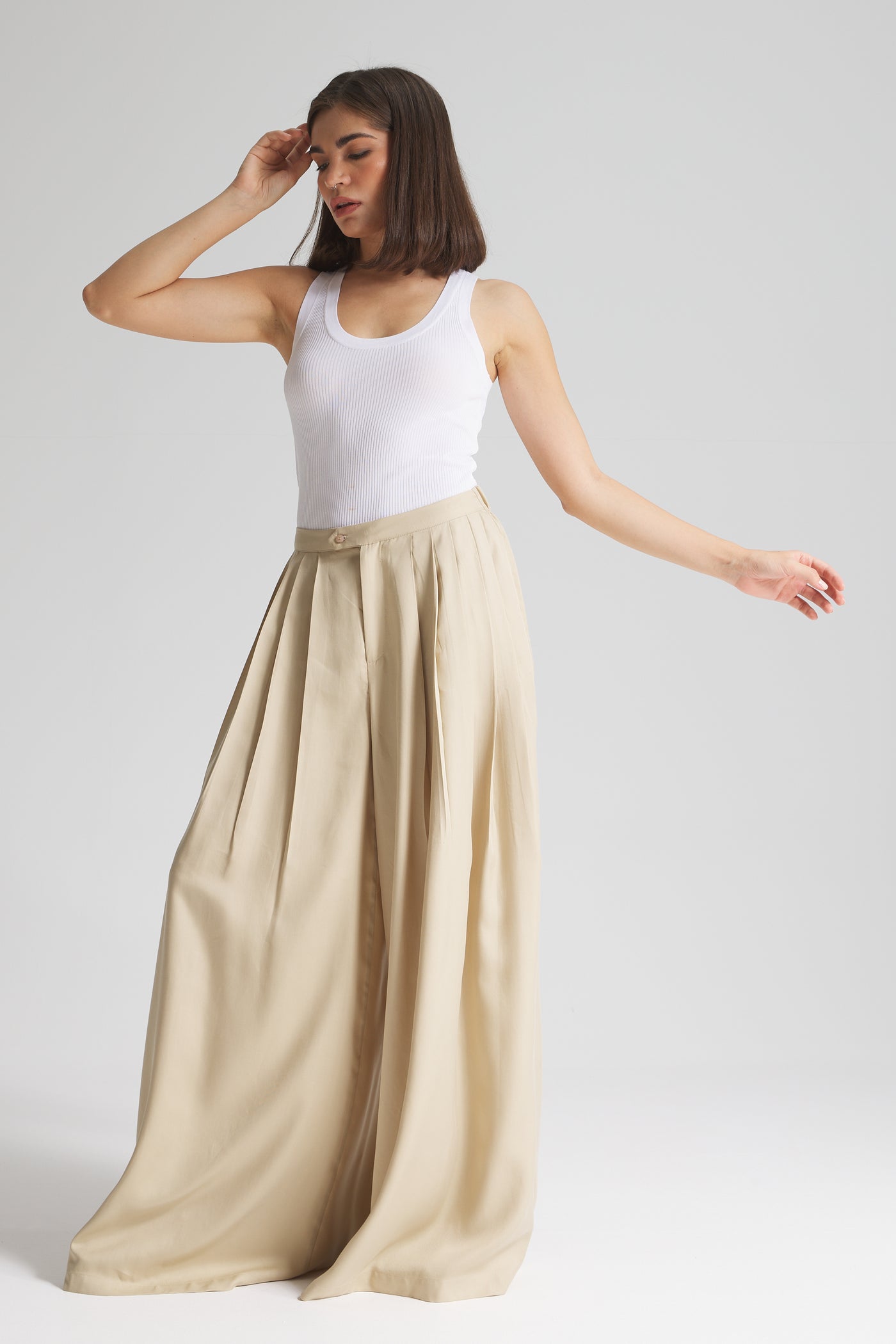 Soft Extra Wide leg In Beige