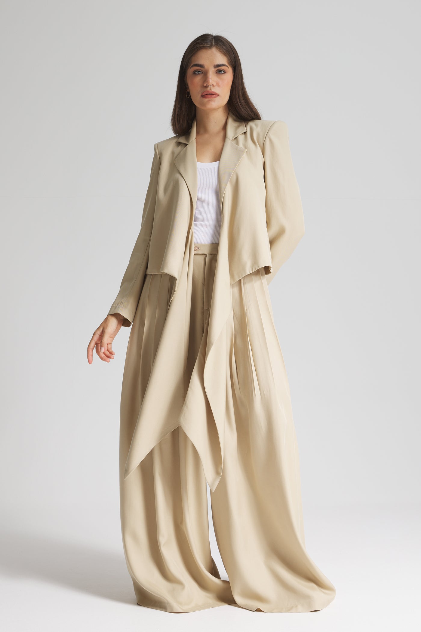 Soft Wrap Blazer In Beige