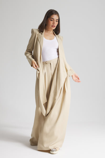 Soft Wrap Blazer In Beige