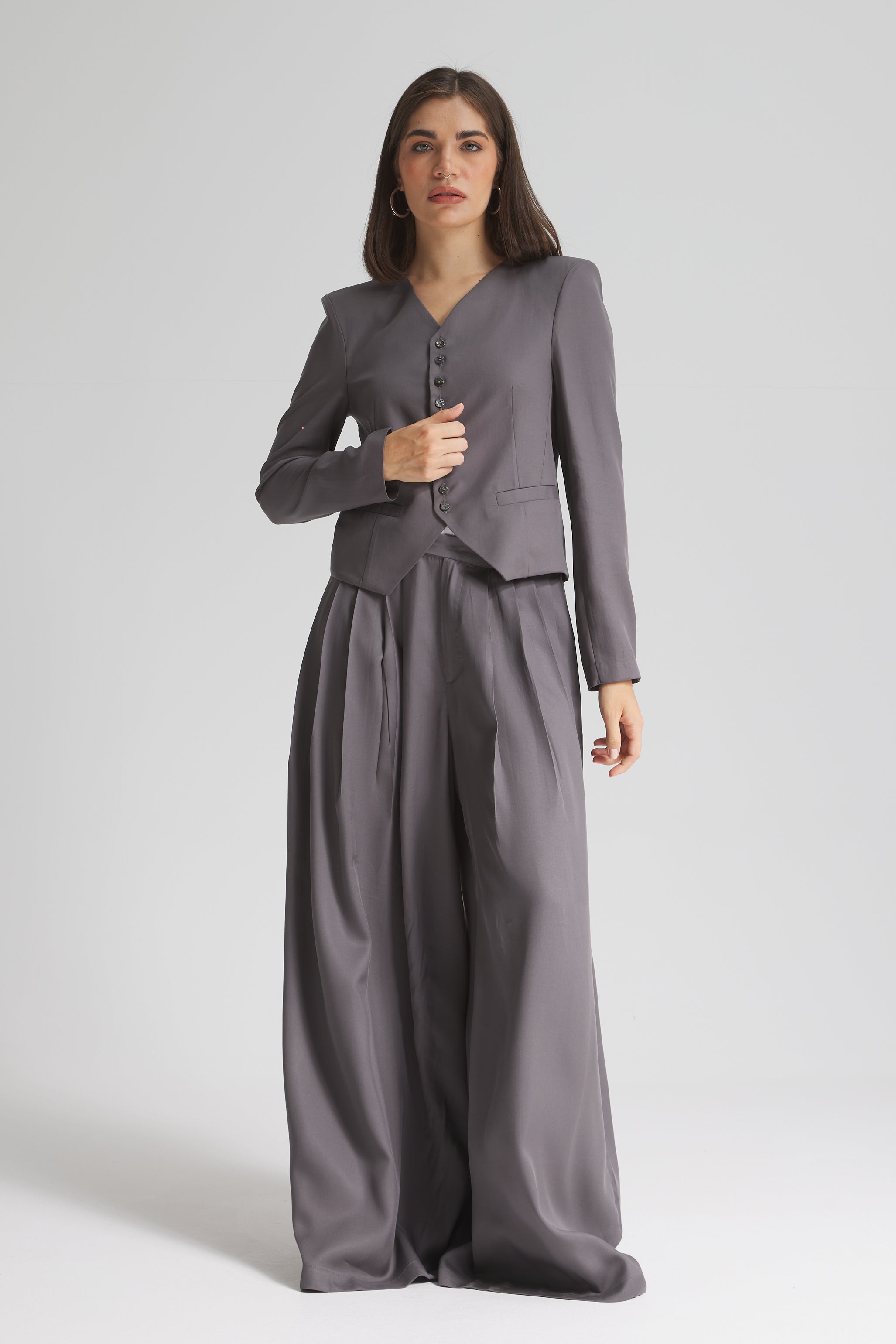 Waist Coat Soft Jacket In Grey