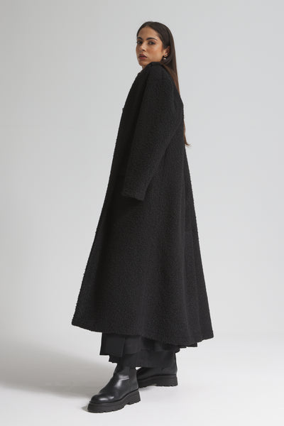 Teddy Midi Black Coat