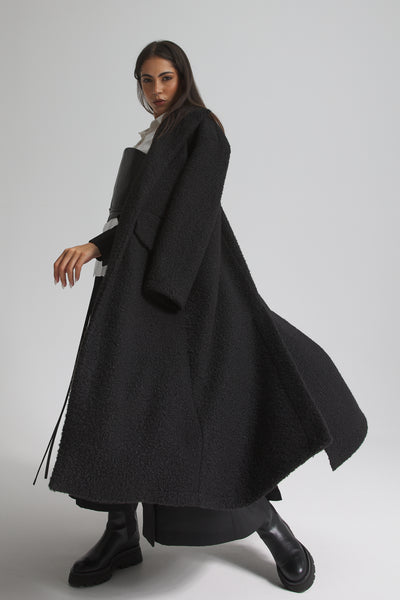 Teddy Midi Black Coat