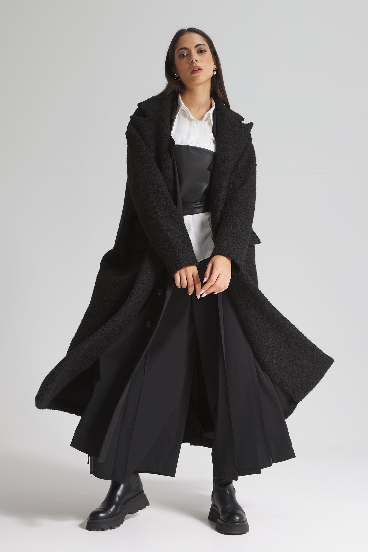 Teddy Midi Black Coat