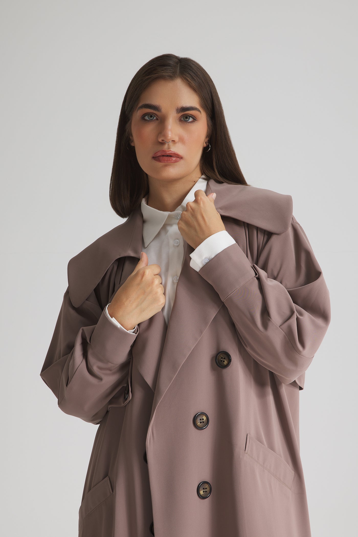 Light Trench Coat In Grey