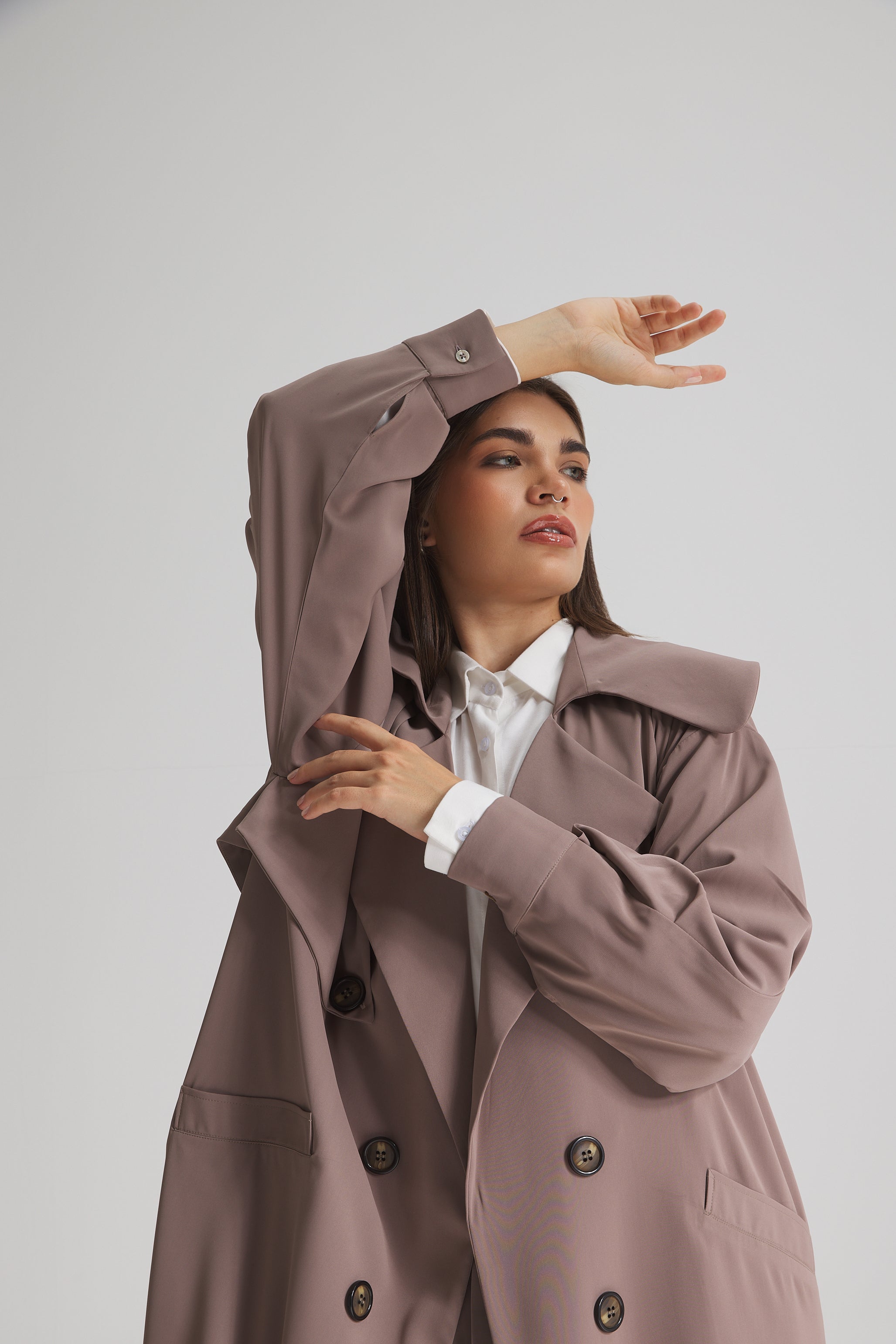 Light Trench Coat In Grey