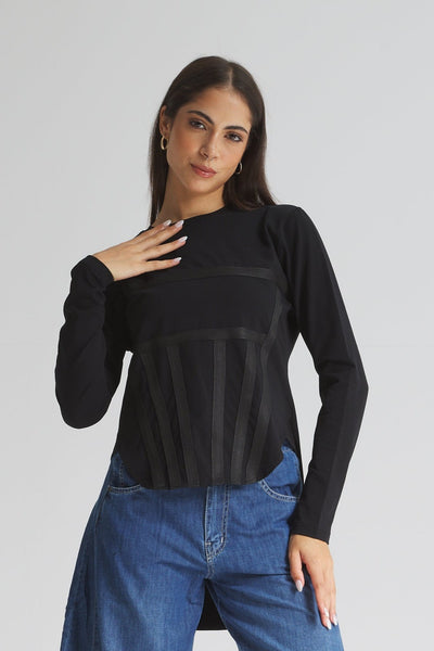 Corset T-shirt In Black