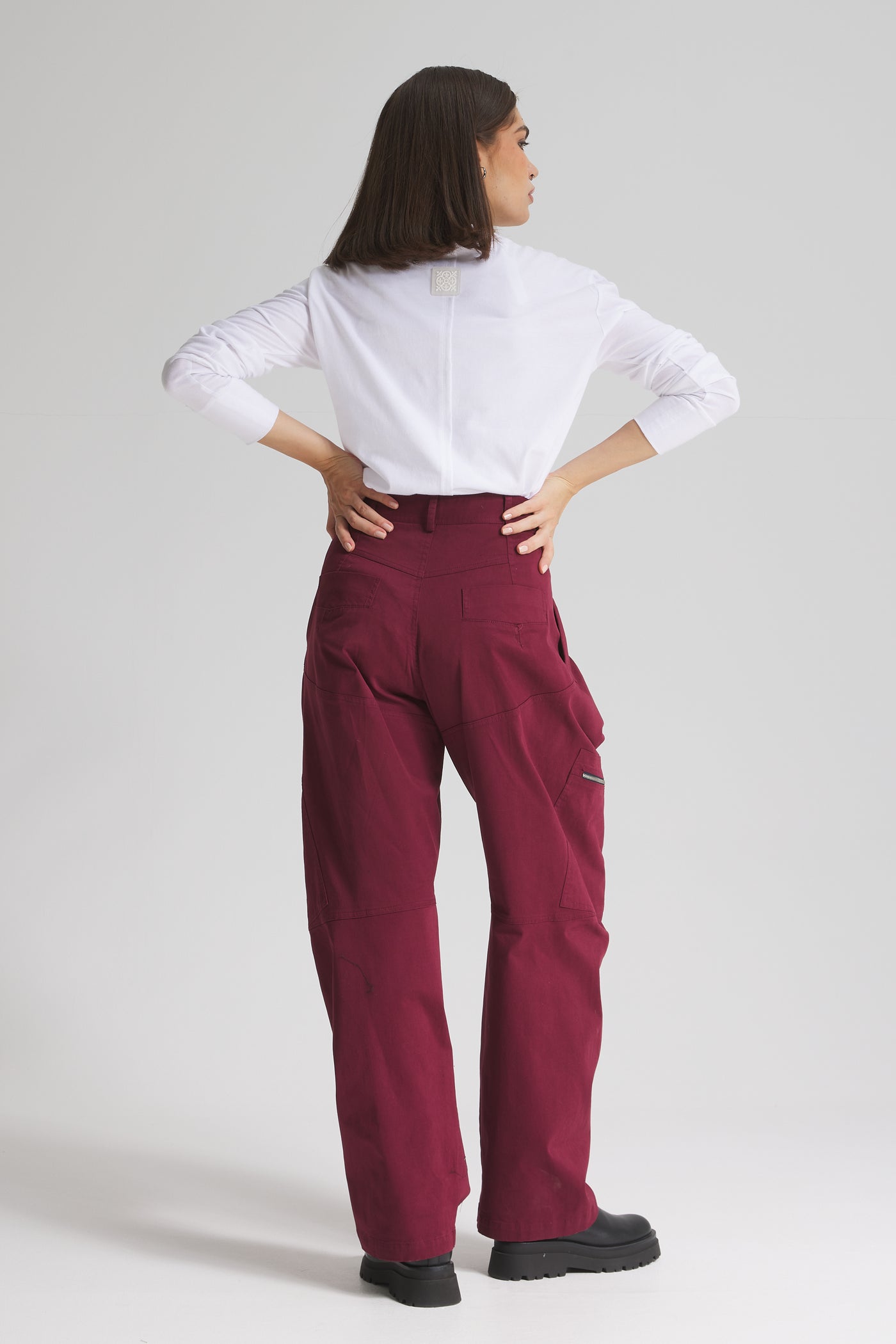 Baggy Cargo Pants In Burgundy