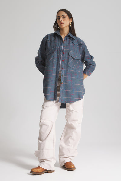 Checker Boyfriend Oversize Shirt