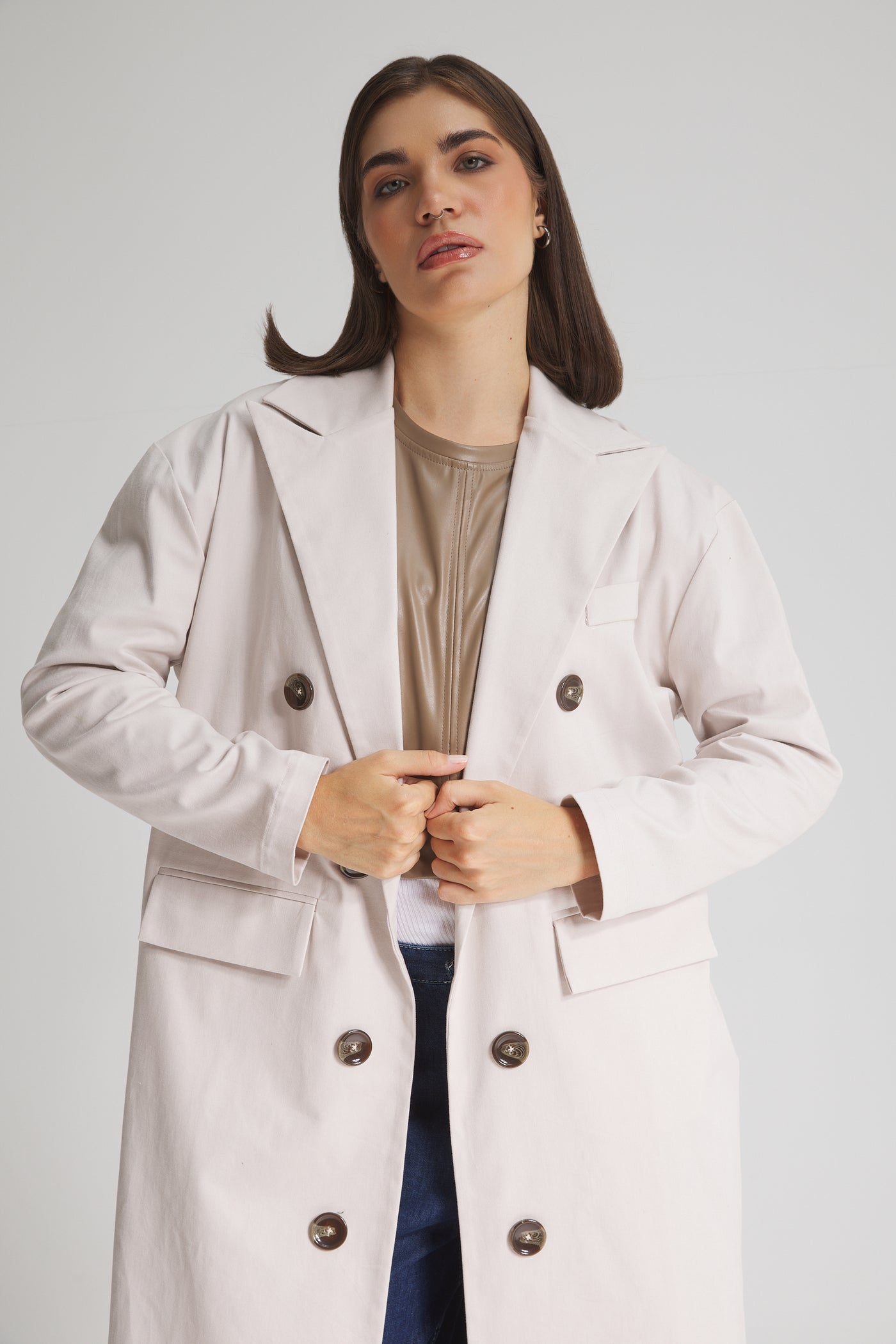 Oversize Midi Blazer Trench Coat