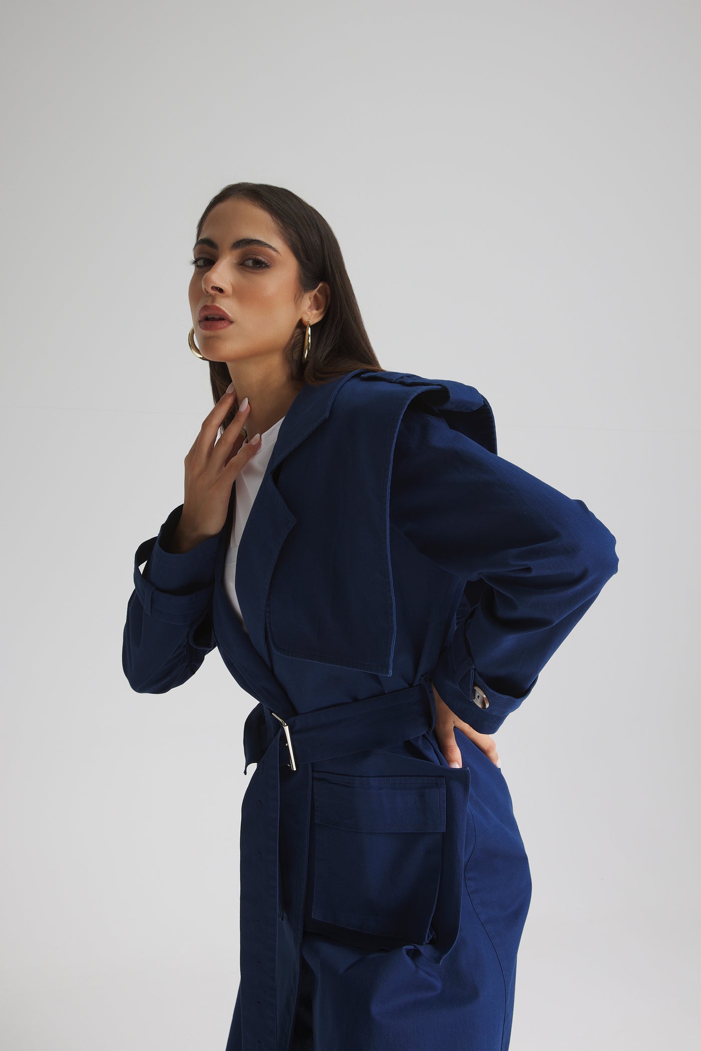 Structured Shoulders Trench Coat