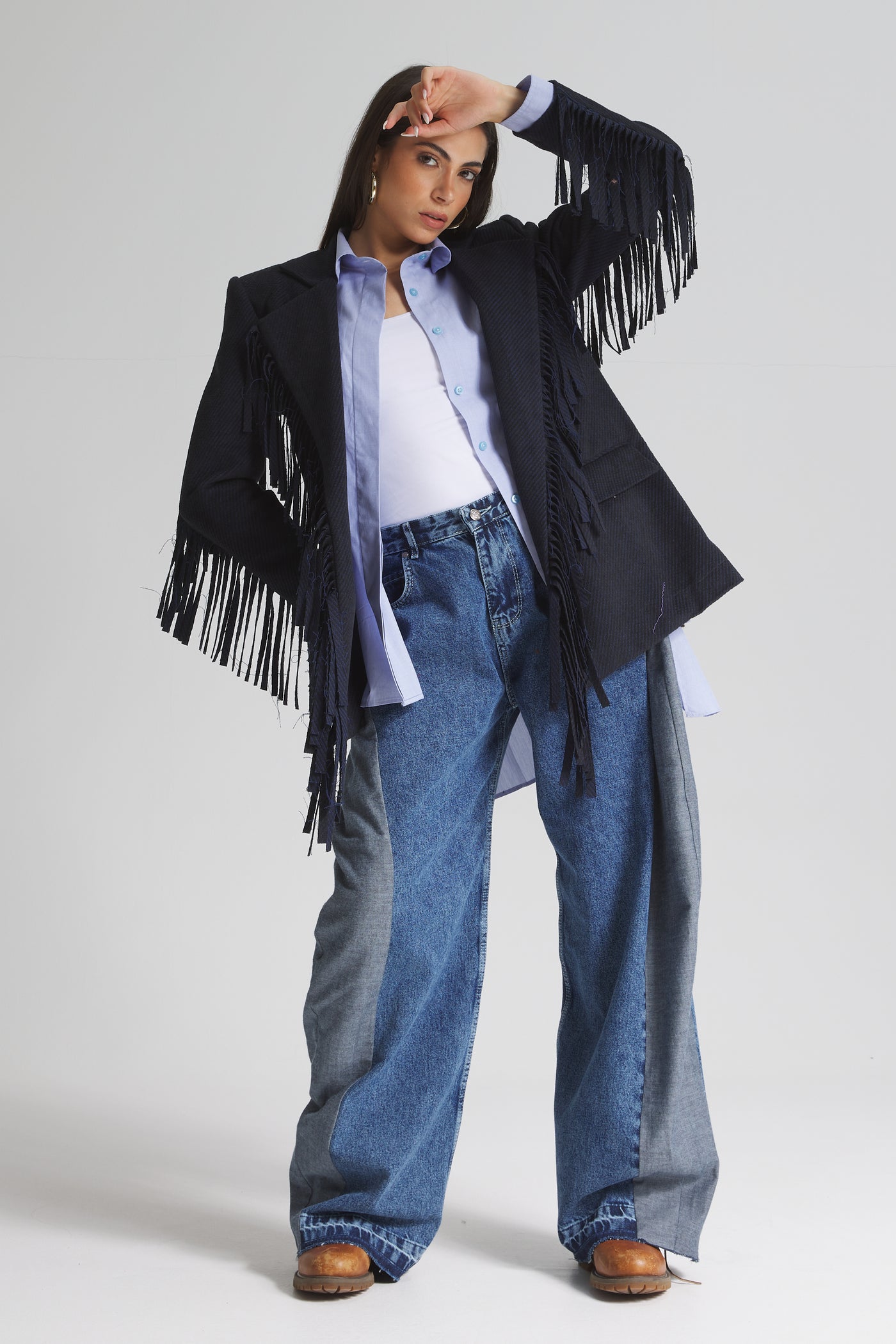 Wool Rever Fringes Blazer