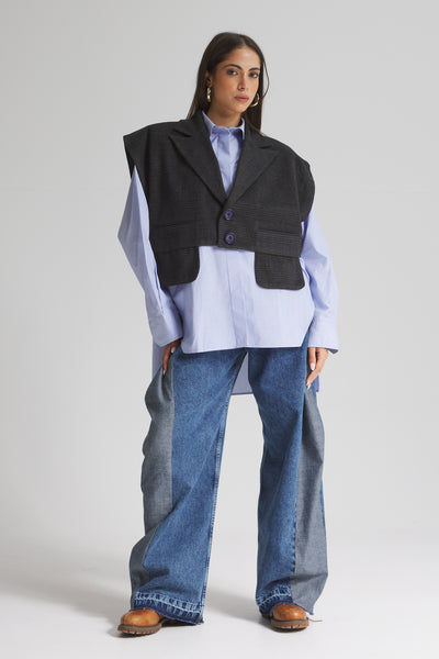 Oversize Cropped Wool Vest