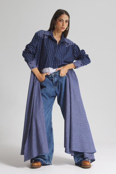 Maxi Sides Asymmetrical Shirt in blue