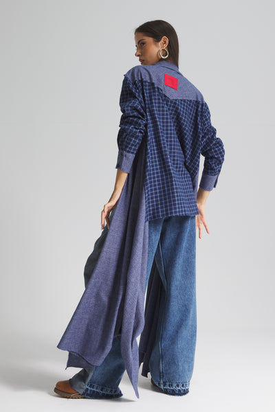 Maxi Sides Asymmetrical Shirt in blue