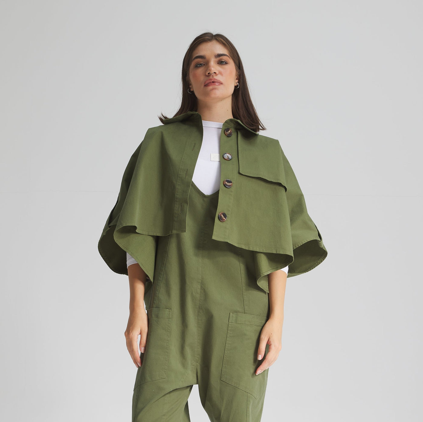 Cropped Trench Poncho