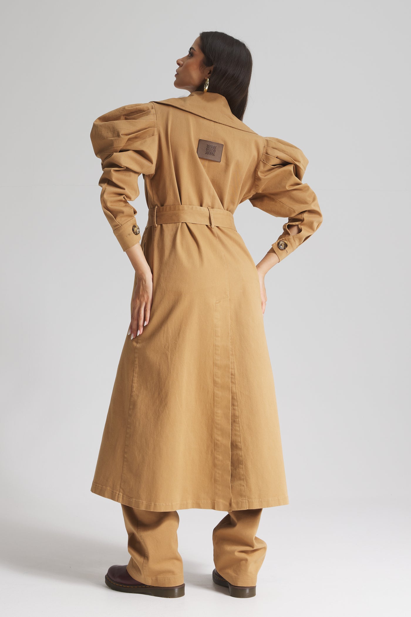 Draped Sleeves Trench Coat