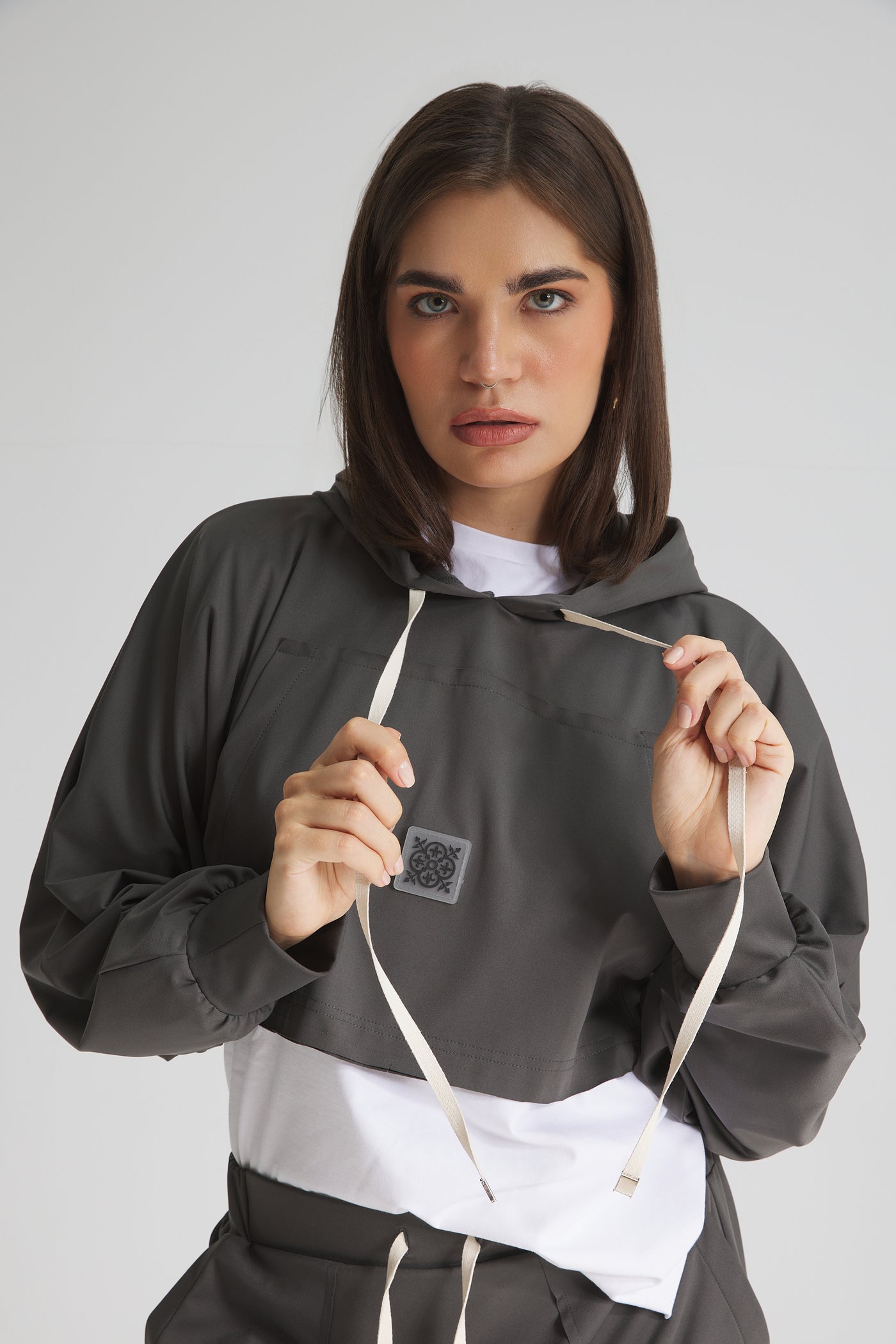 Cropped Sweatshirt In Dark Grey