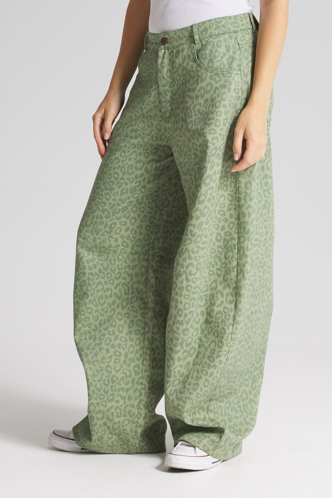 Green Leopard Balloon Pants