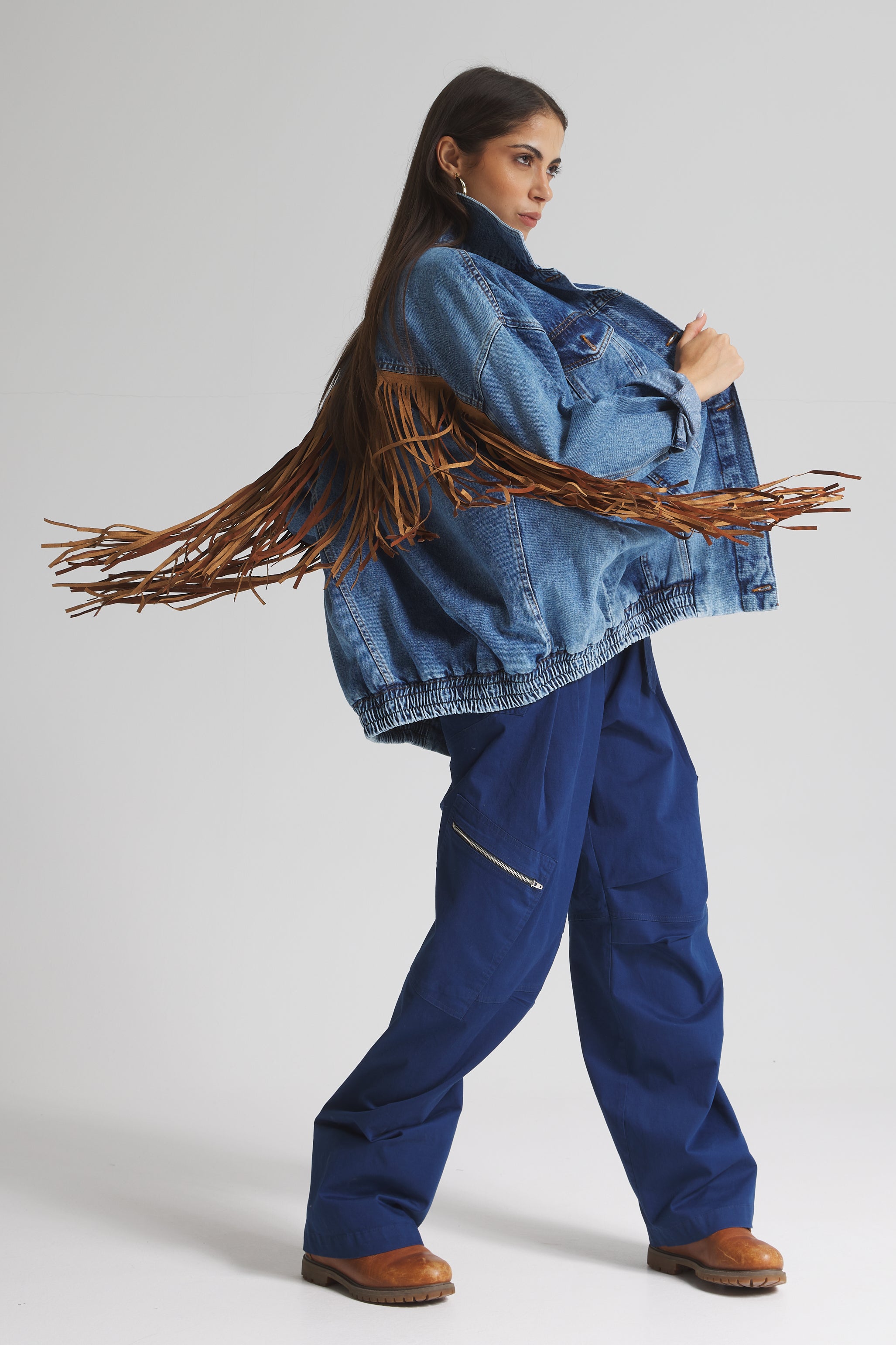 Back Fringes Oversize denim Jacket