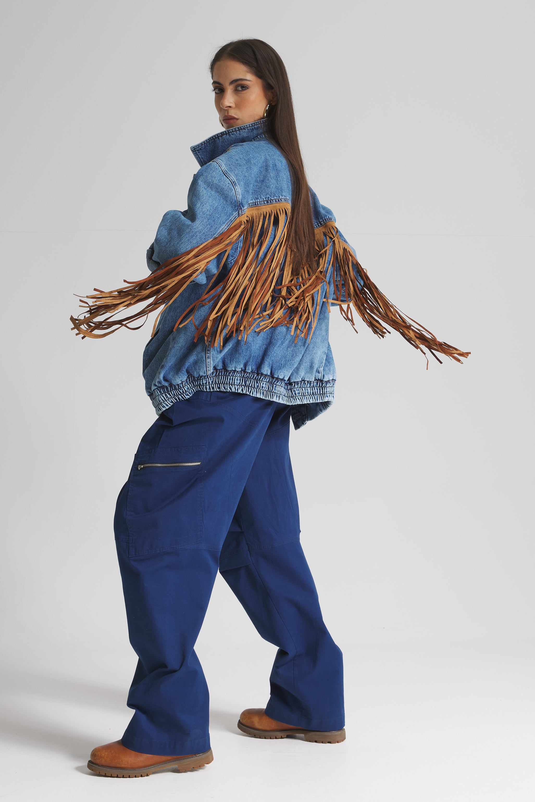 Back Fringes Oversize denim Jacket